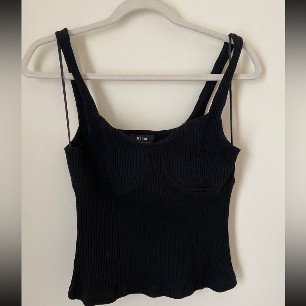 Maeve Black Ribbed Crop Tank Top size XS